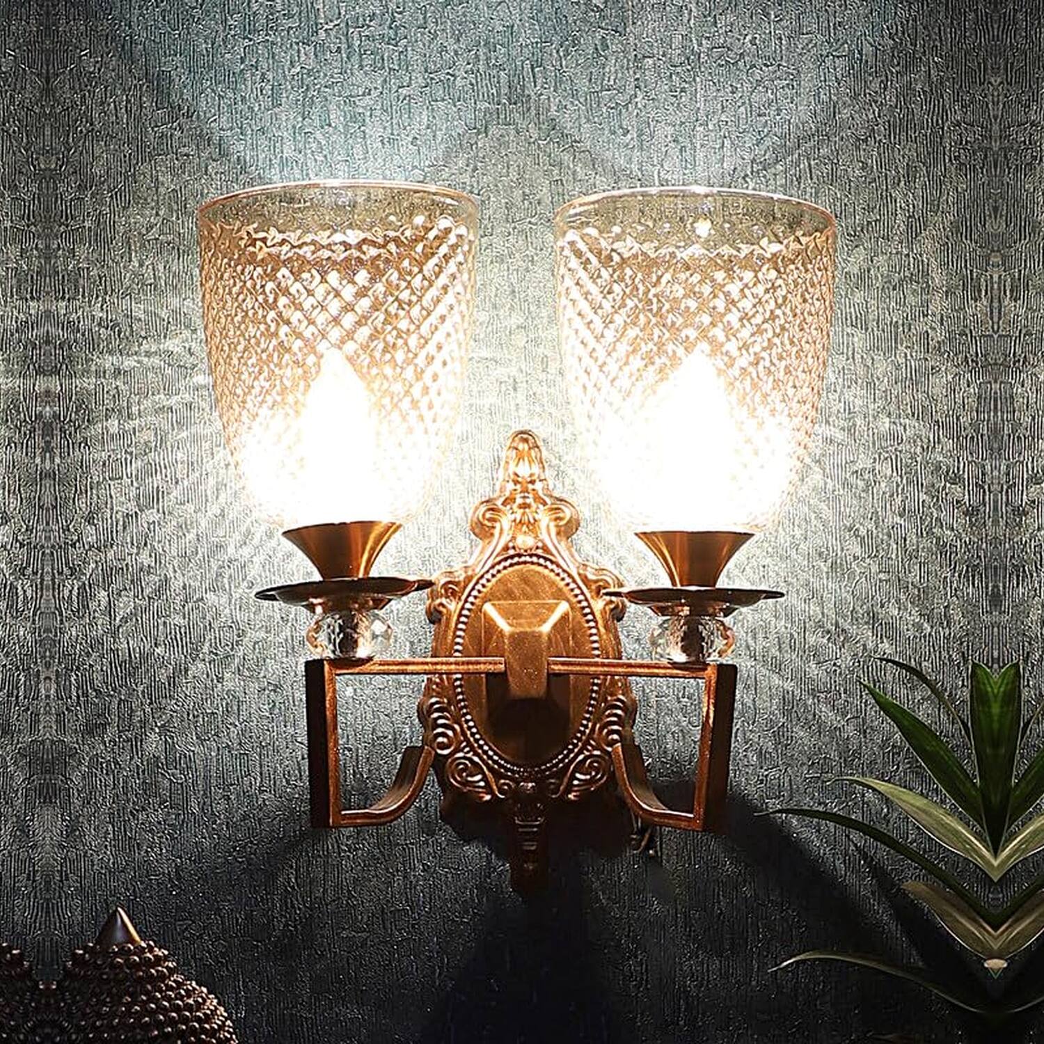 Eliante Antique Gold Iron Wall Light Without Bulb In Antique Gold Colour