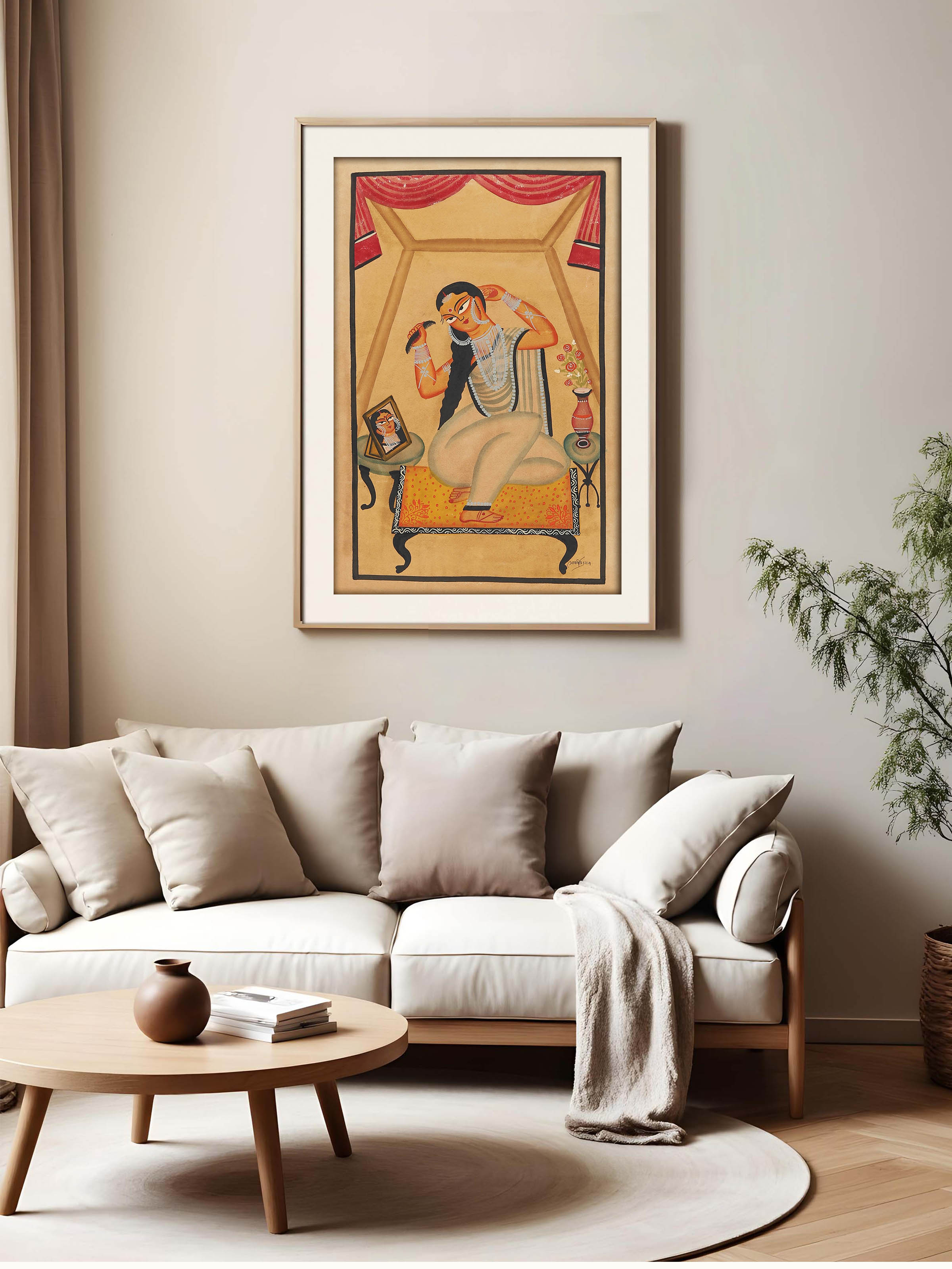 Lifestyle view of Shringar Kalighat Painting