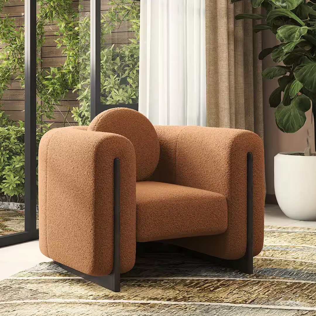 Reno Lounge Chair in Rust Himalaya Boucle Colour