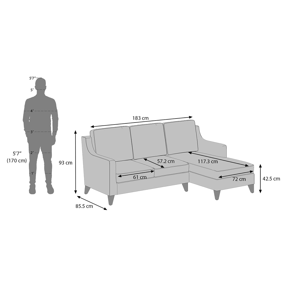 Abbey Sectional Sofa (Colour : Indigo Blue, Cushion : Hard, Seater : Right Aligned 2 Seater + Right Aligned Chaise)