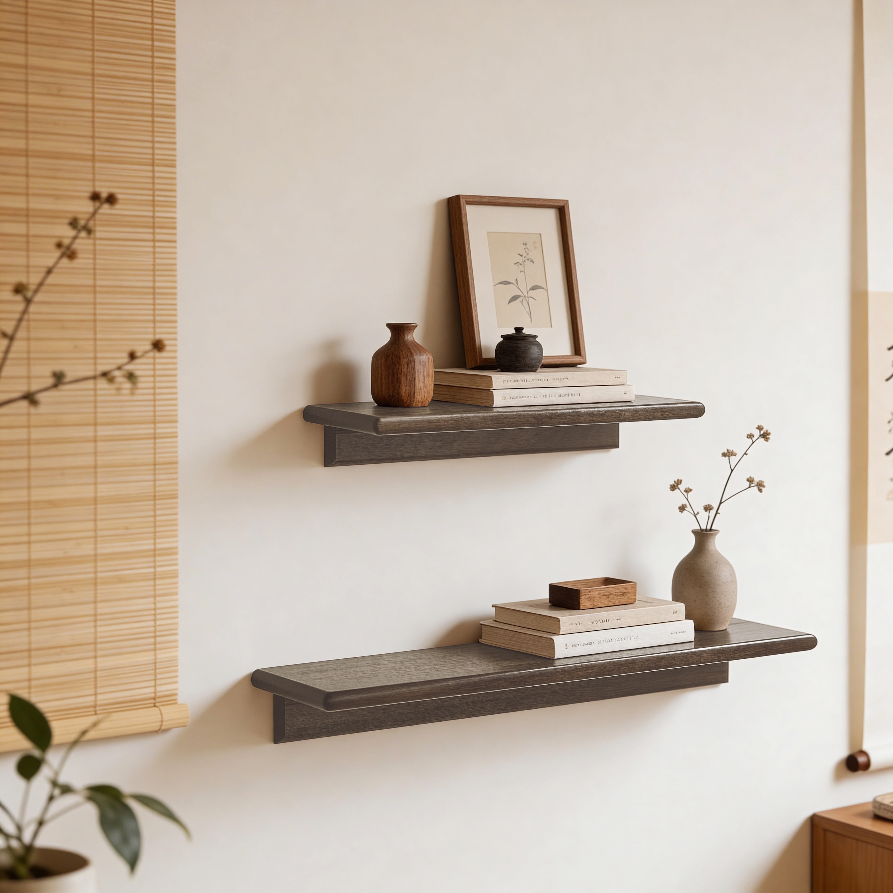 Moda Set Of 2 - Small And Large Wall Shelf In Danish Walnut Finish