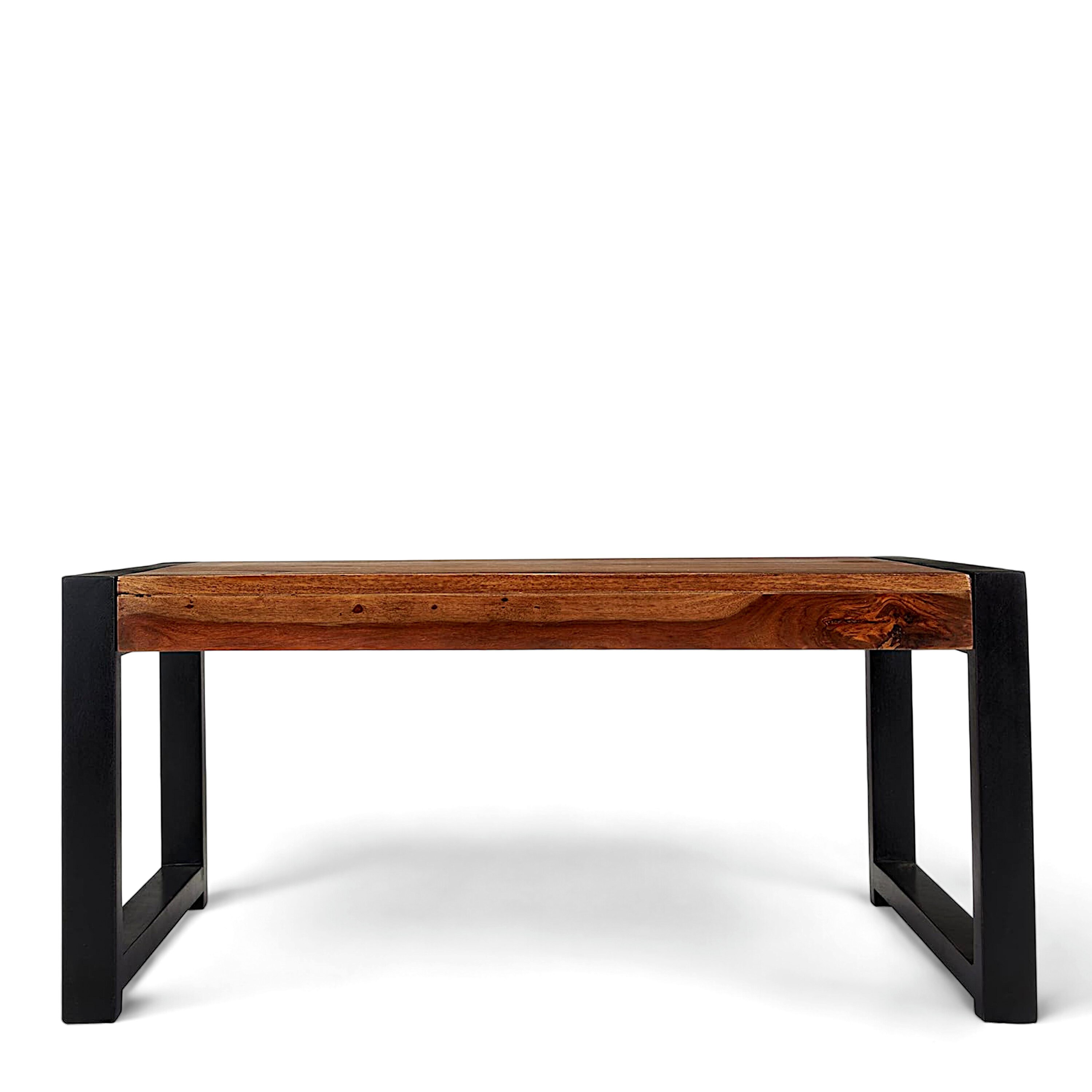 Hamstreet Sheesham Wood Contemporary Rectangle Coffee Table In Natural Teak Finish