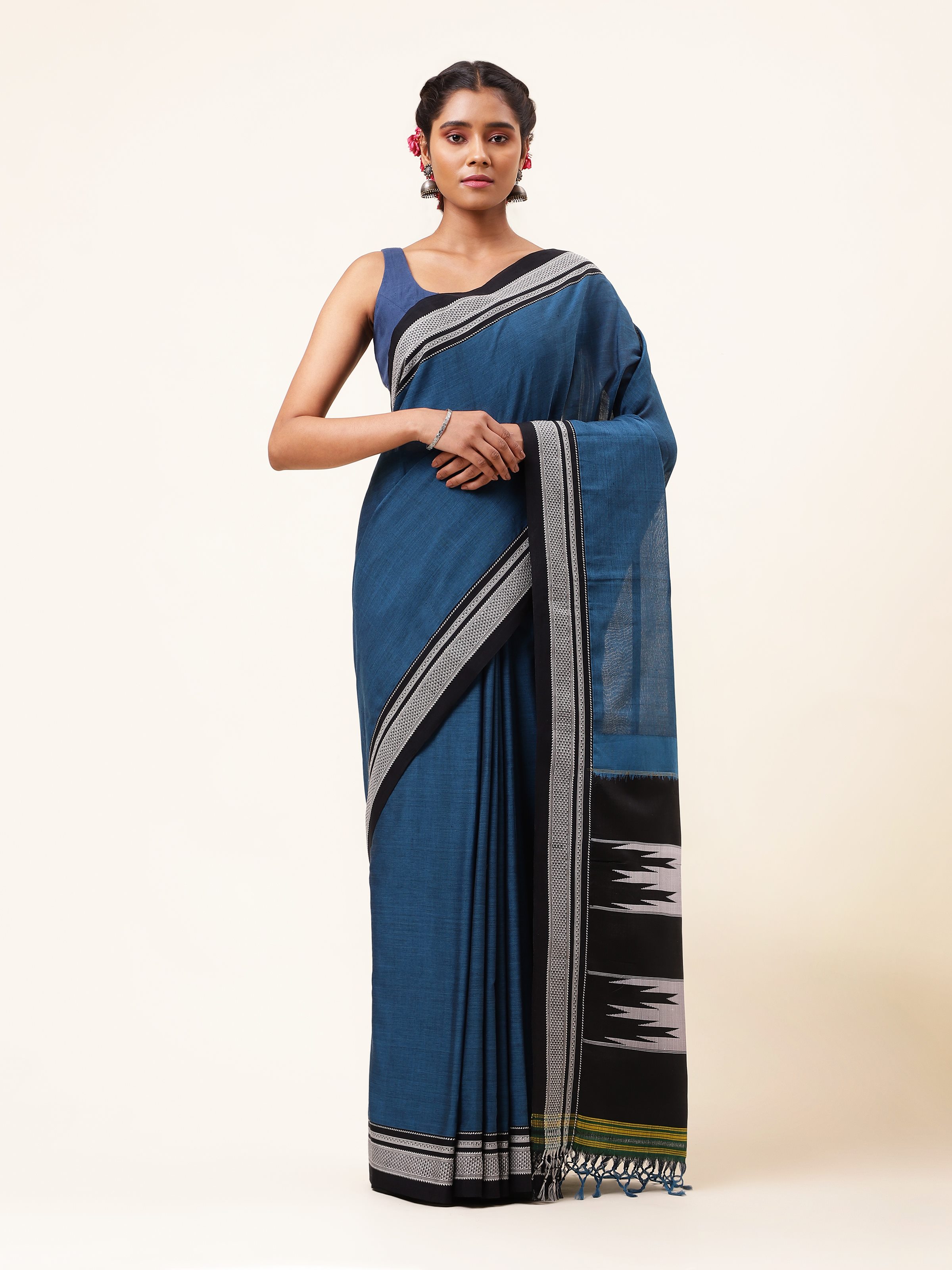 Blue Cotton & Silk Ilkal Saree