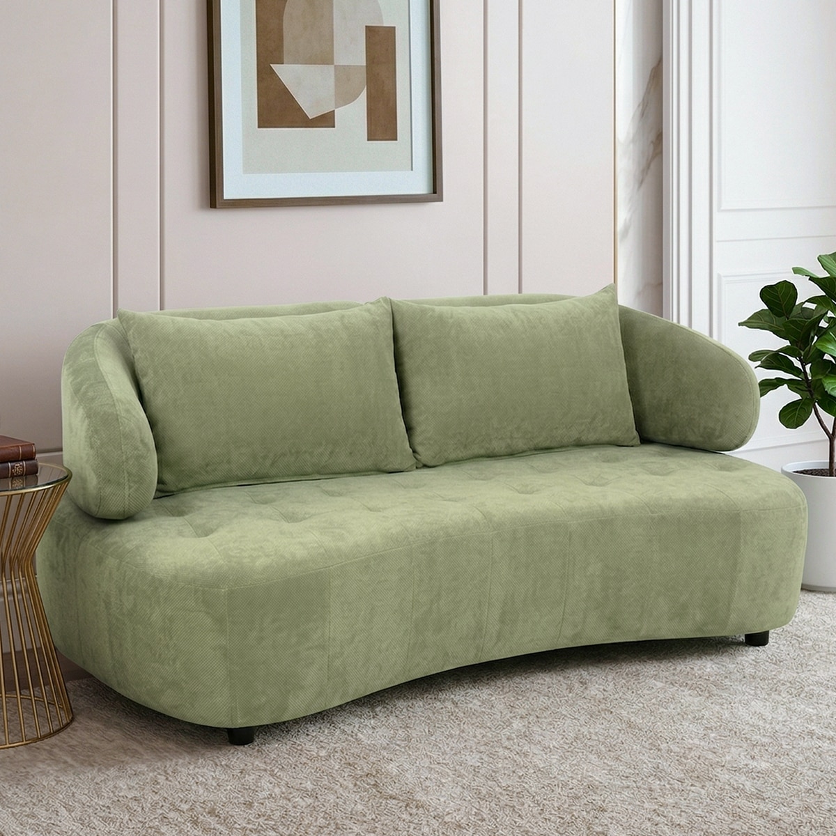 Henry Boucle 2 Seater Sofa in Pista Green  Color - Home Lifestylez
