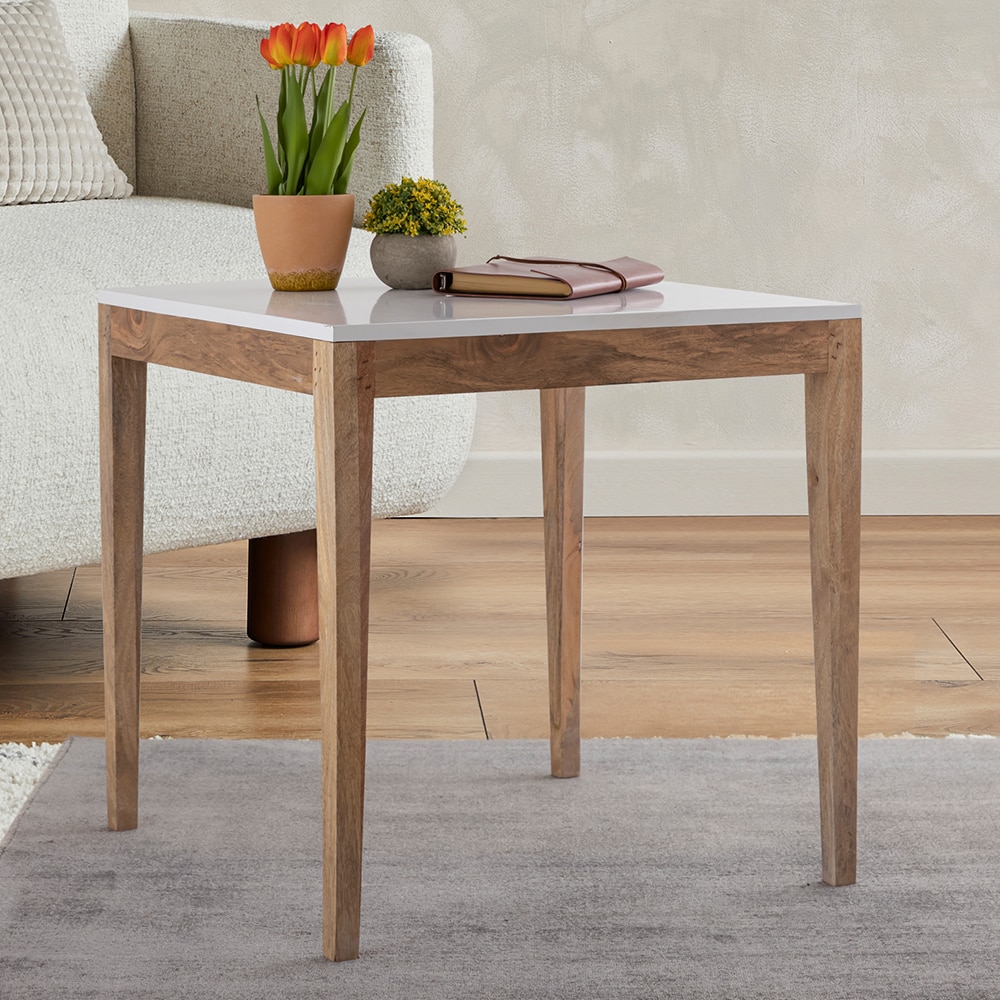 Metalsmith Elegant Side Table – Solid Wood, Walnut Finish (Large)