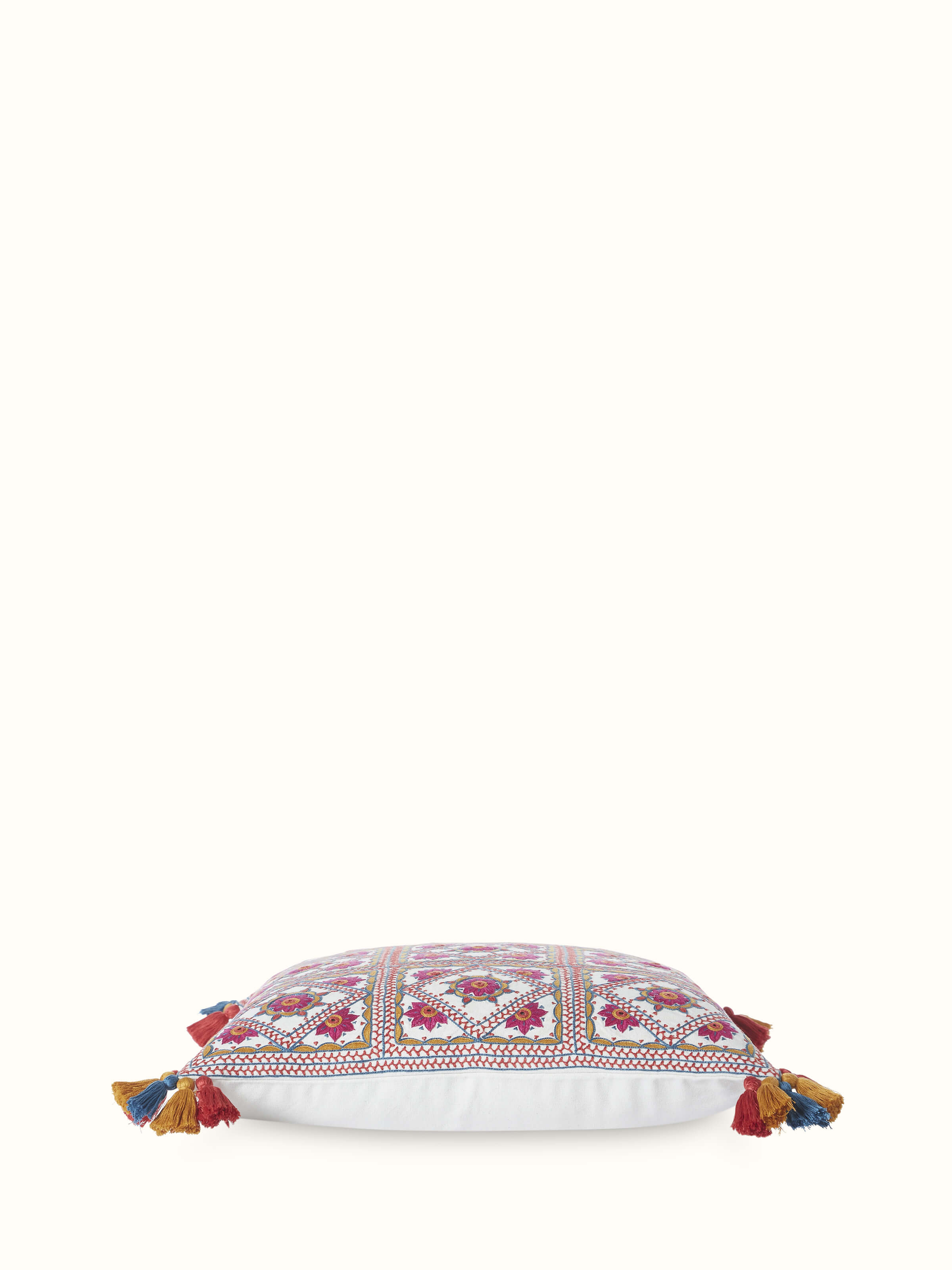 Varna Pink All-over Cotton Pakko Hand Embroidered Cushion Cover