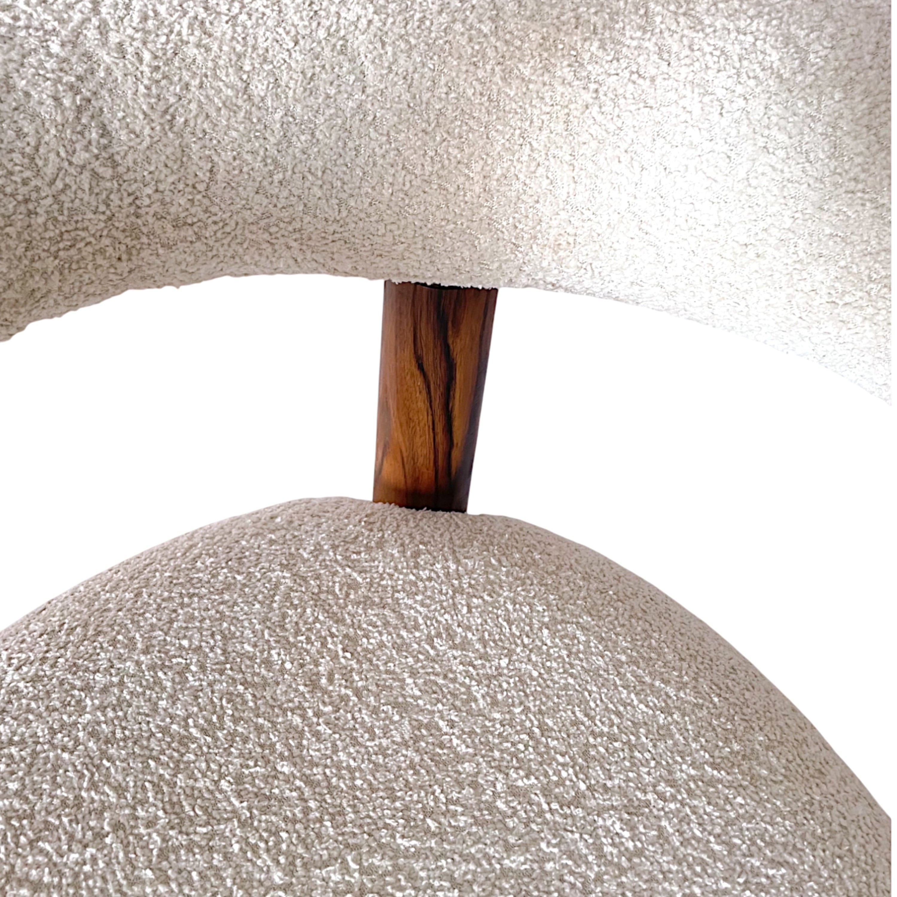 Westfield Sheesham Wood Mid Century Lounge Chair in Off White