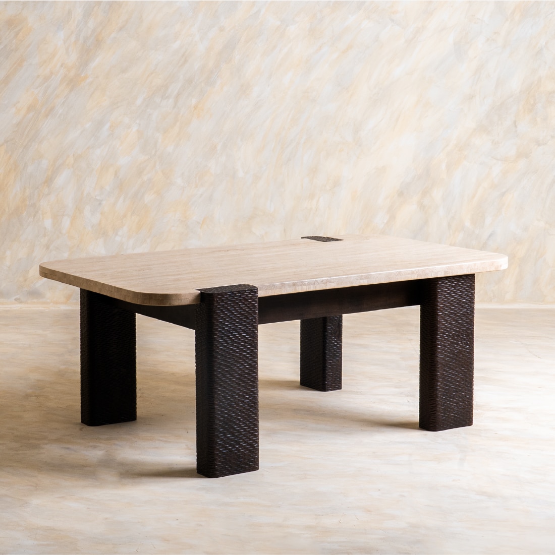 Sculpt Edge Solid Wood Coffee Table in Brown Colour - Orange Tree