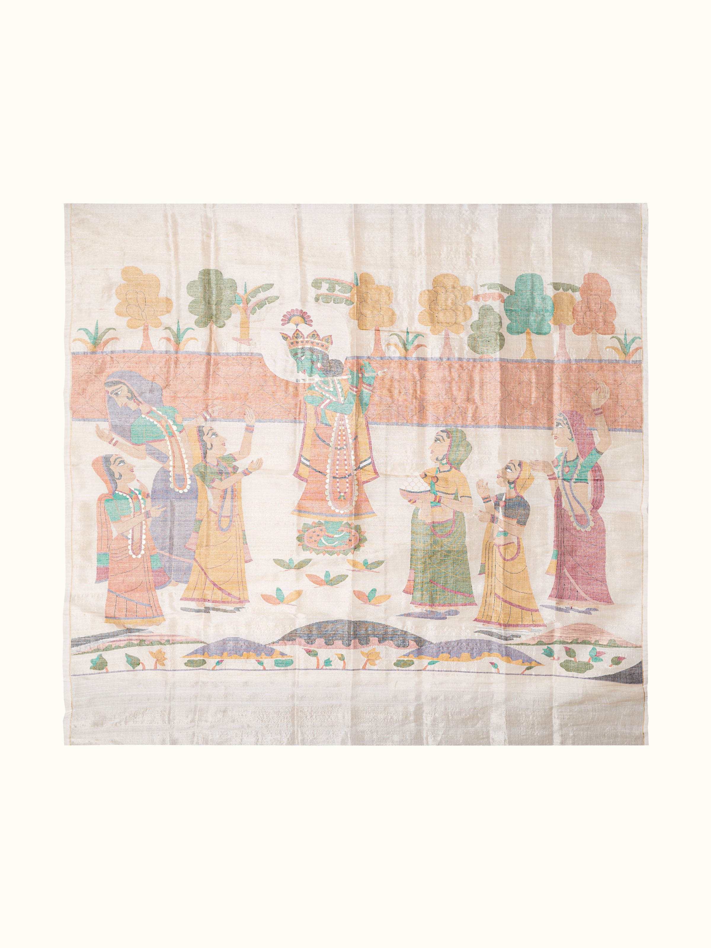 Krishna with Gopis Jamdani Wall Hanging