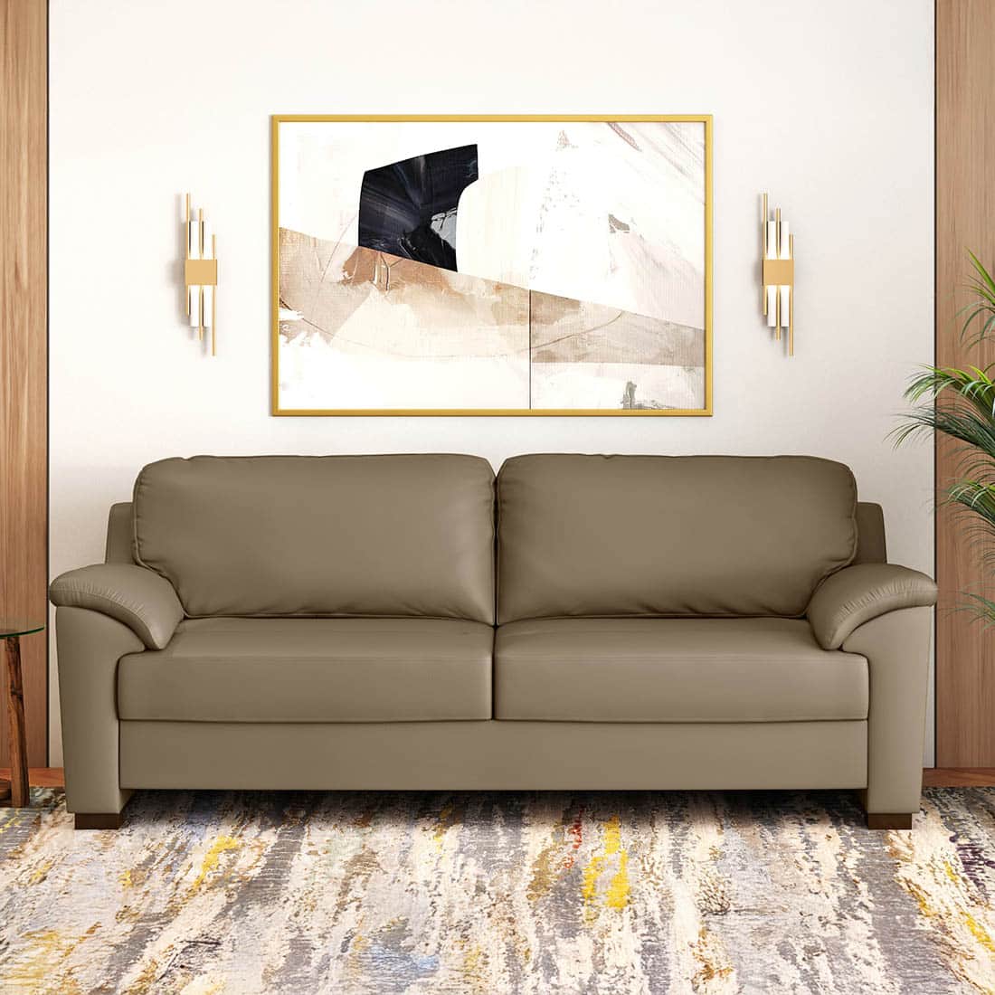 urban ladder Farina 3 Seater Half Leather Sofa In Dark Truffle Italian Leather-picture-17