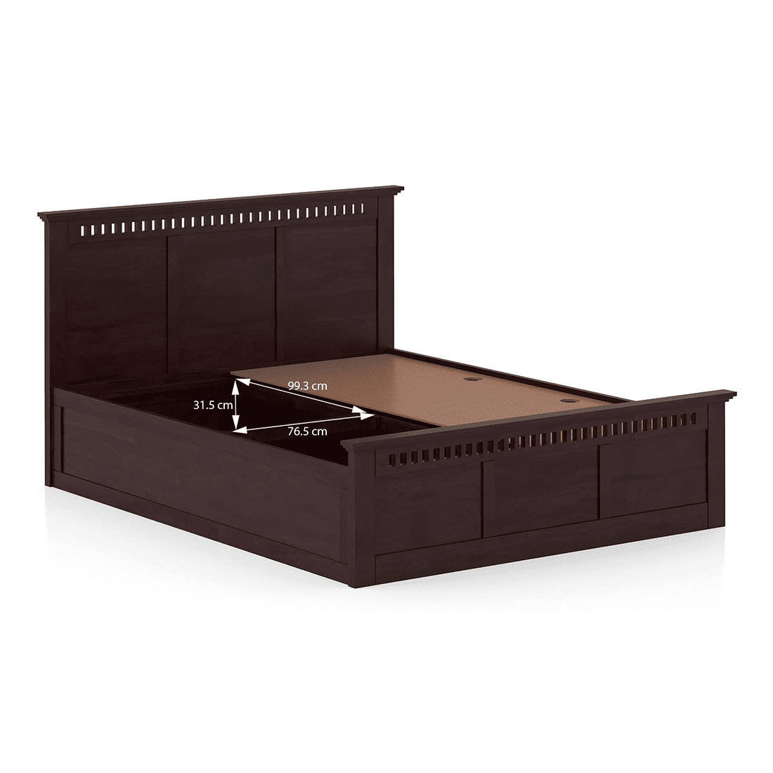 Fidora Solid Wood Queen Box Storge Bed In Mahogany Finish