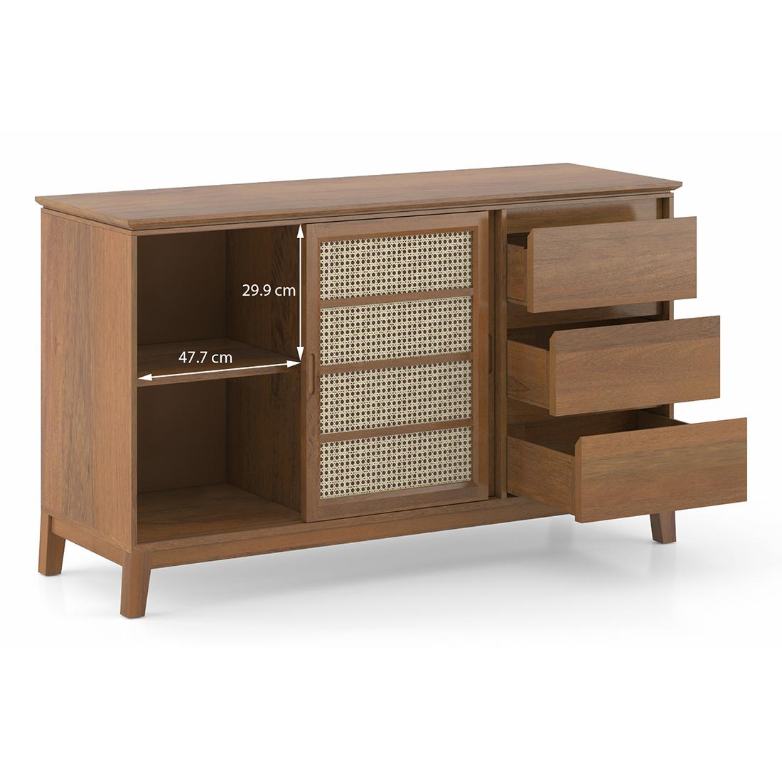 Fujiwara Solid Wood Sideboard in Amber Walnut Finish