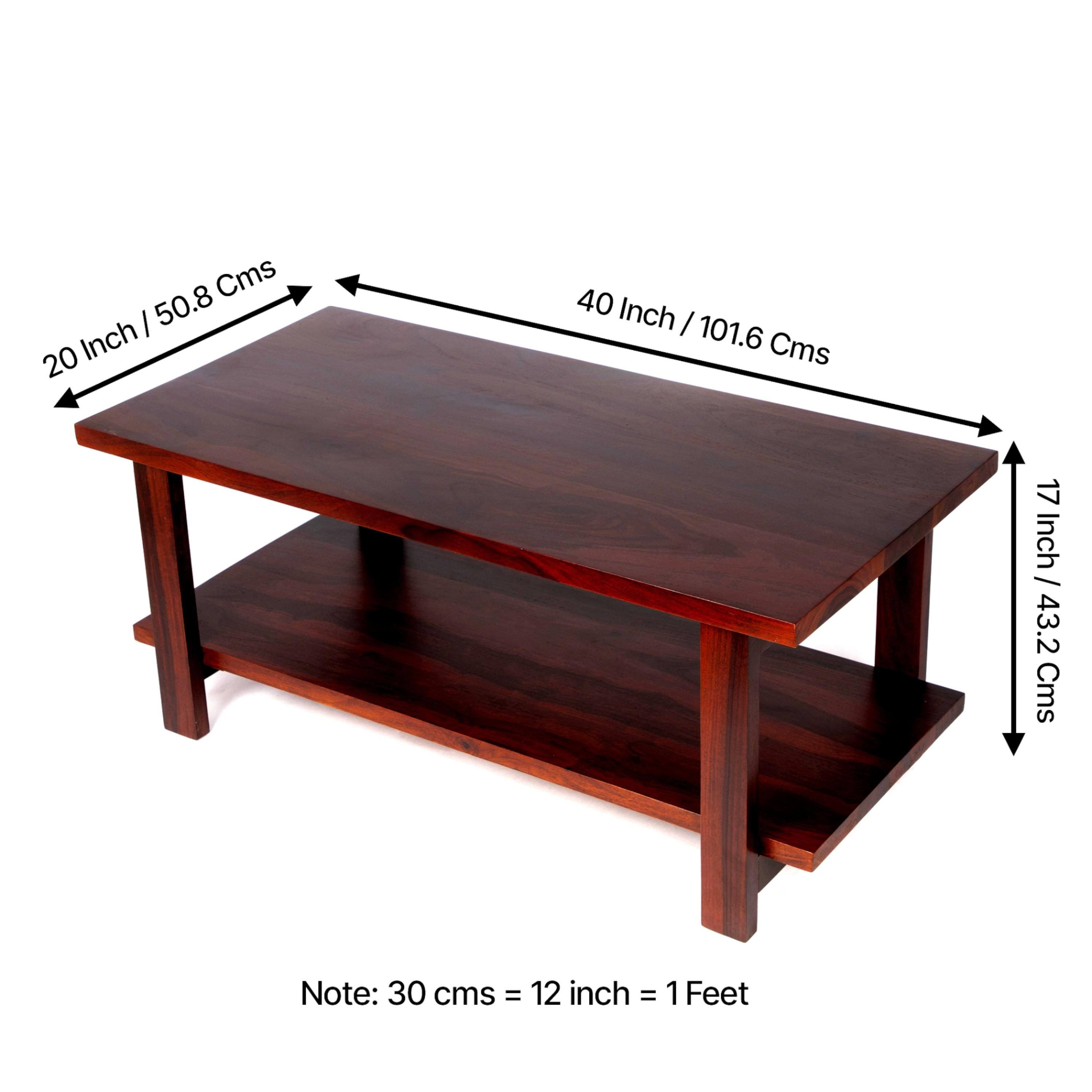 Aroda Sheesham Wood Coffee Table In Walnut Finish