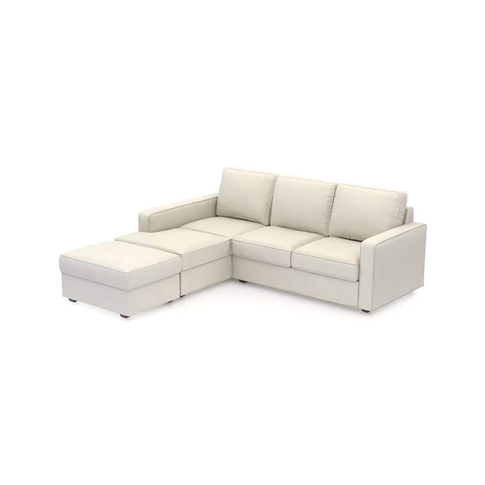 Apollo Compact Sofa (Colour : Pearl, Cushion : Soft, Back Type : Regular, Seating Capacity : Left Aligned 2 Seater + Left Aligned Chaise + Ottoman)