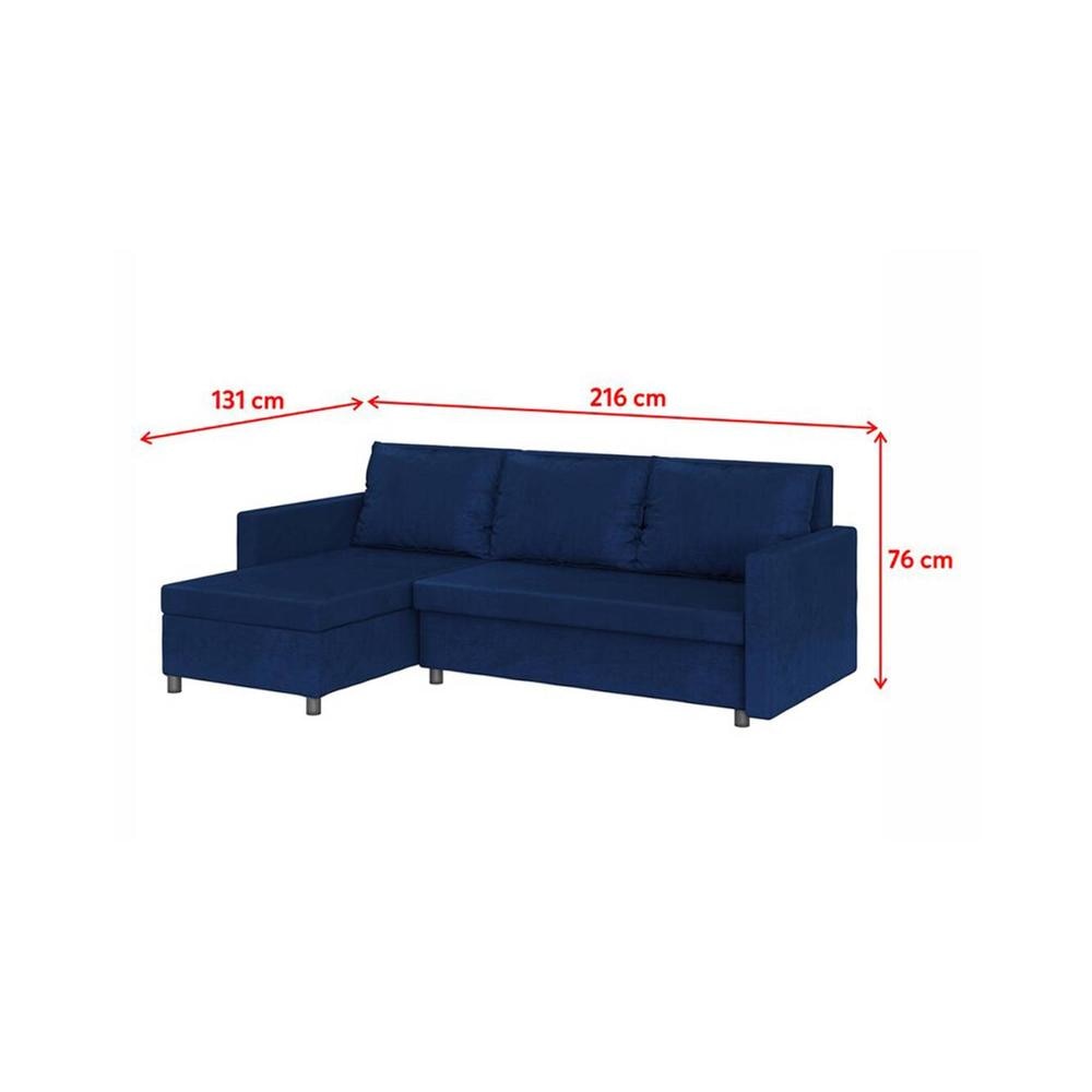 Wego 3 RHS Sofa cum Bed with Storage in Navy Blue Colour