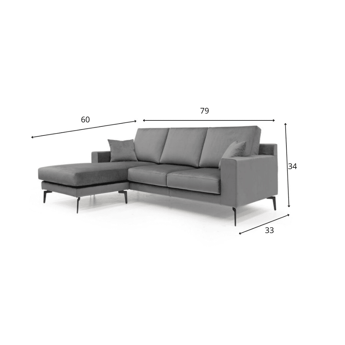 Brezza Sectional Fabric Sofa - Dark Grey