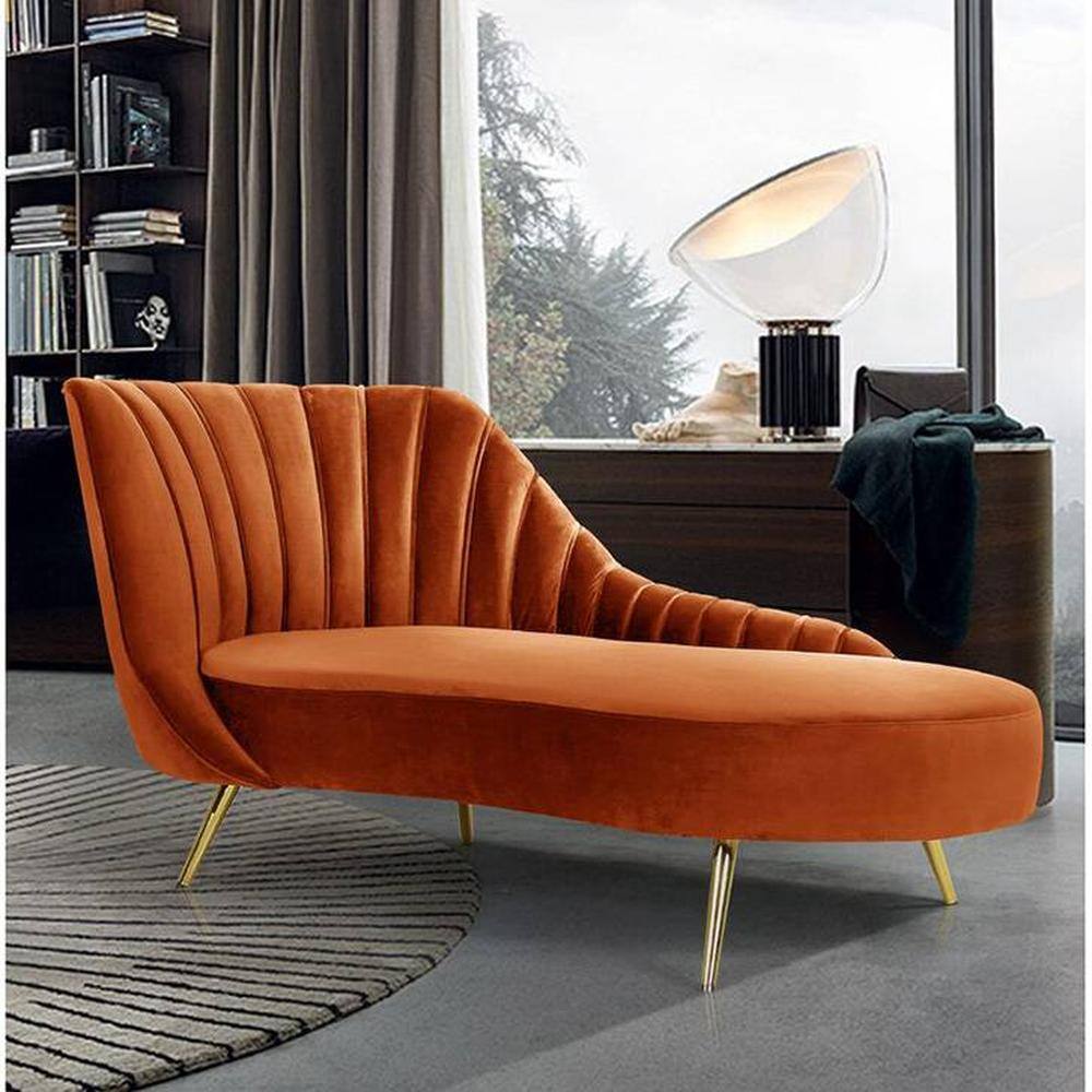 Tiberius Velvet Chaise Lounger in Pink Colour - Home Lifestylez