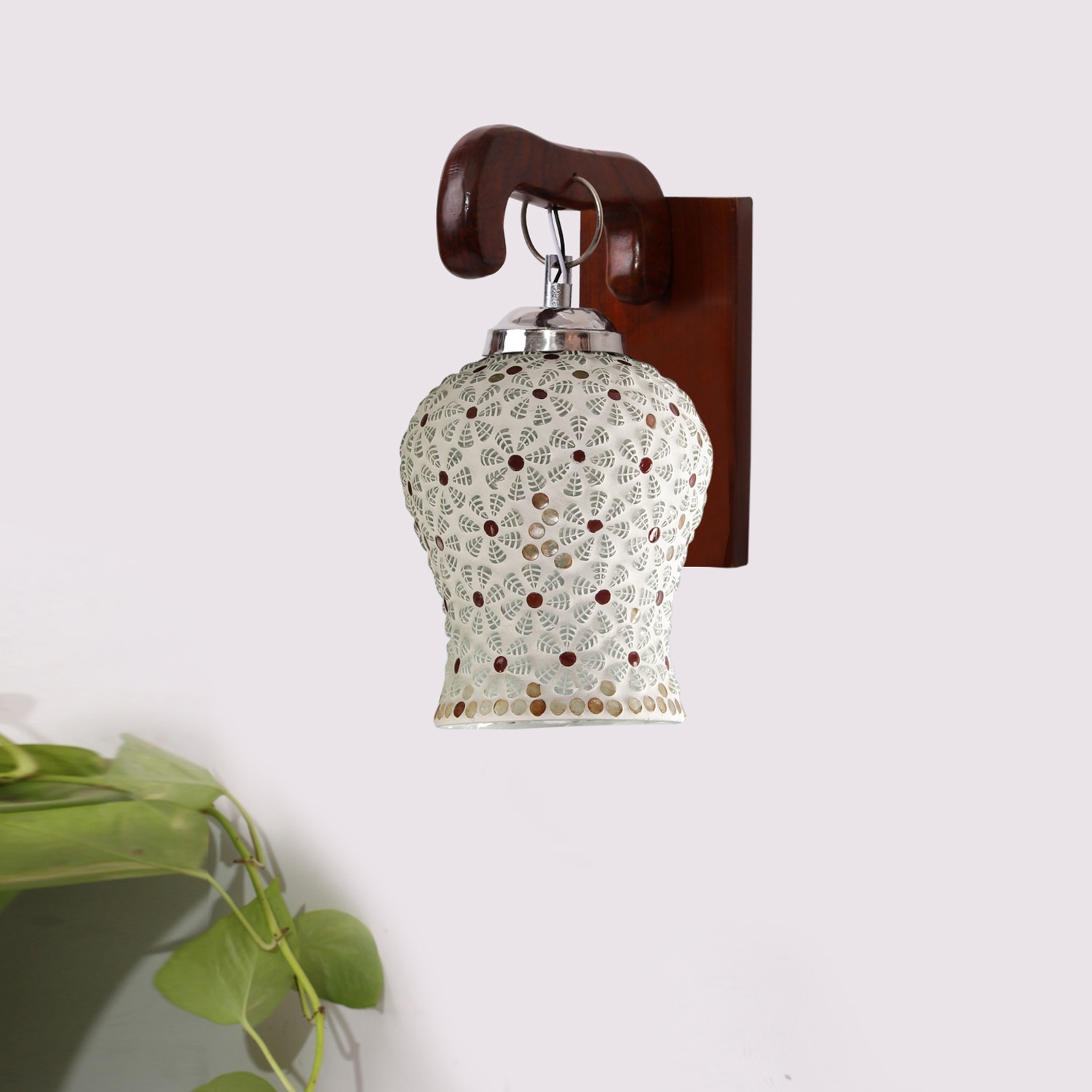 Devansh Solid Wood Electric Wall Light in Brown Colour with Multi Shade Count of 1 Light - Devansh