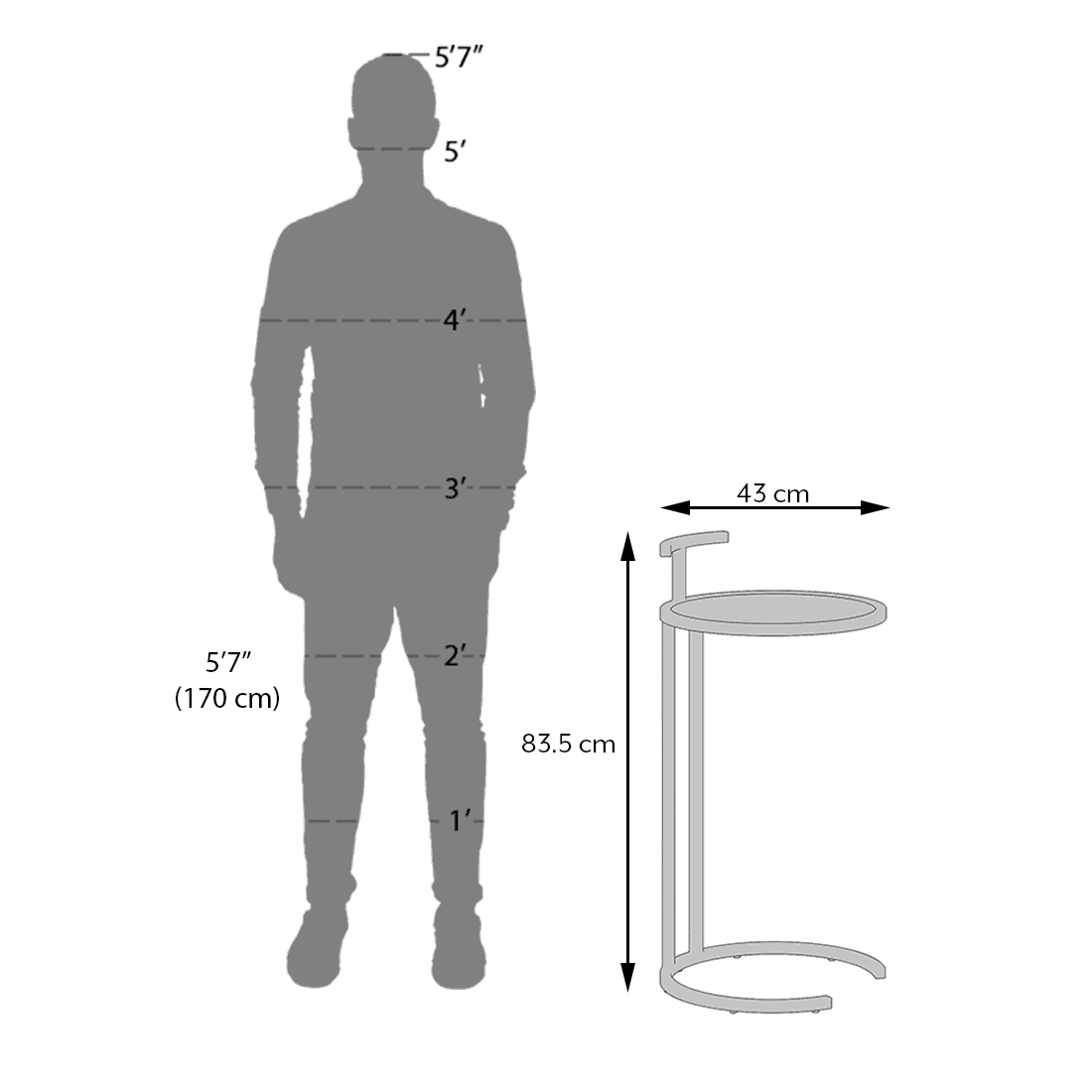 Zion Round Glass and Metal Drink Side Table in Gold finish