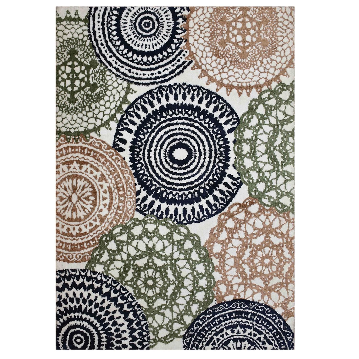 Multicolor Geometric Machine Made Polyester 6 X 9 Feet Carpet