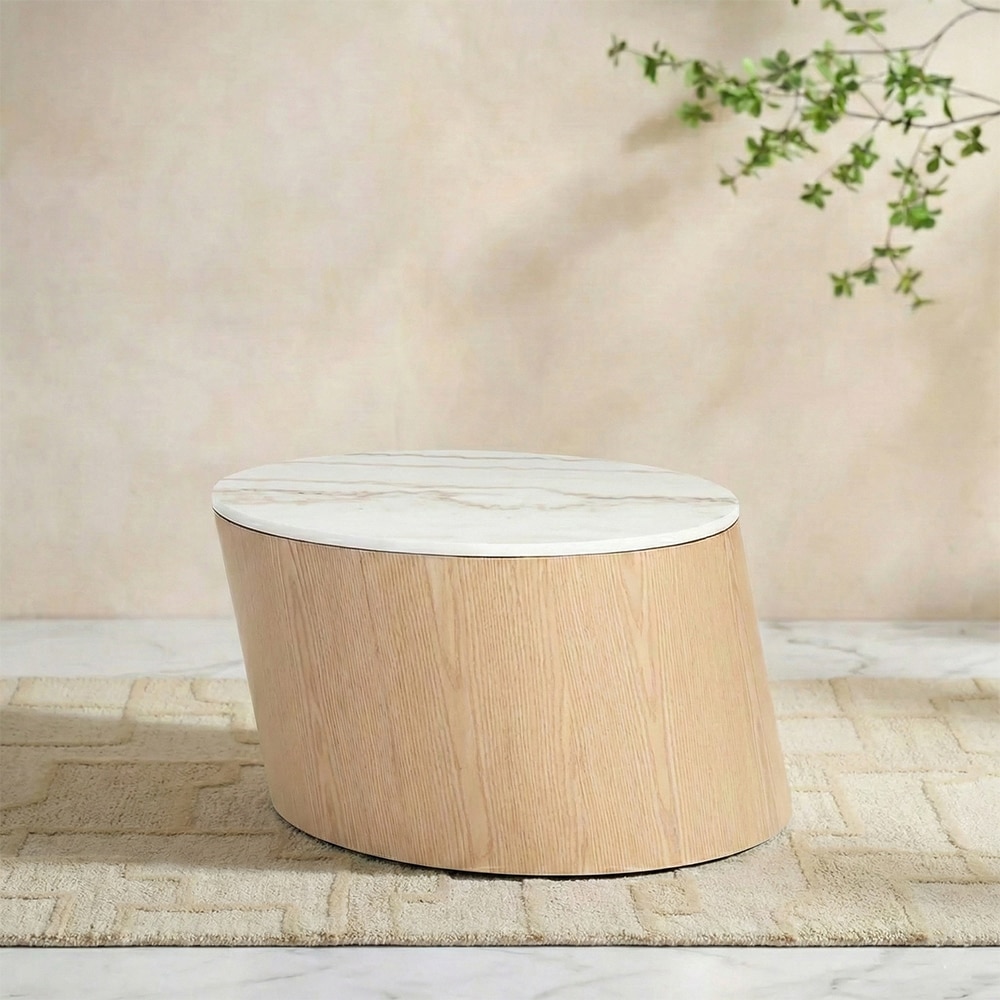 Vivant Marble Coffee Table In Natural Finish - Living Shape