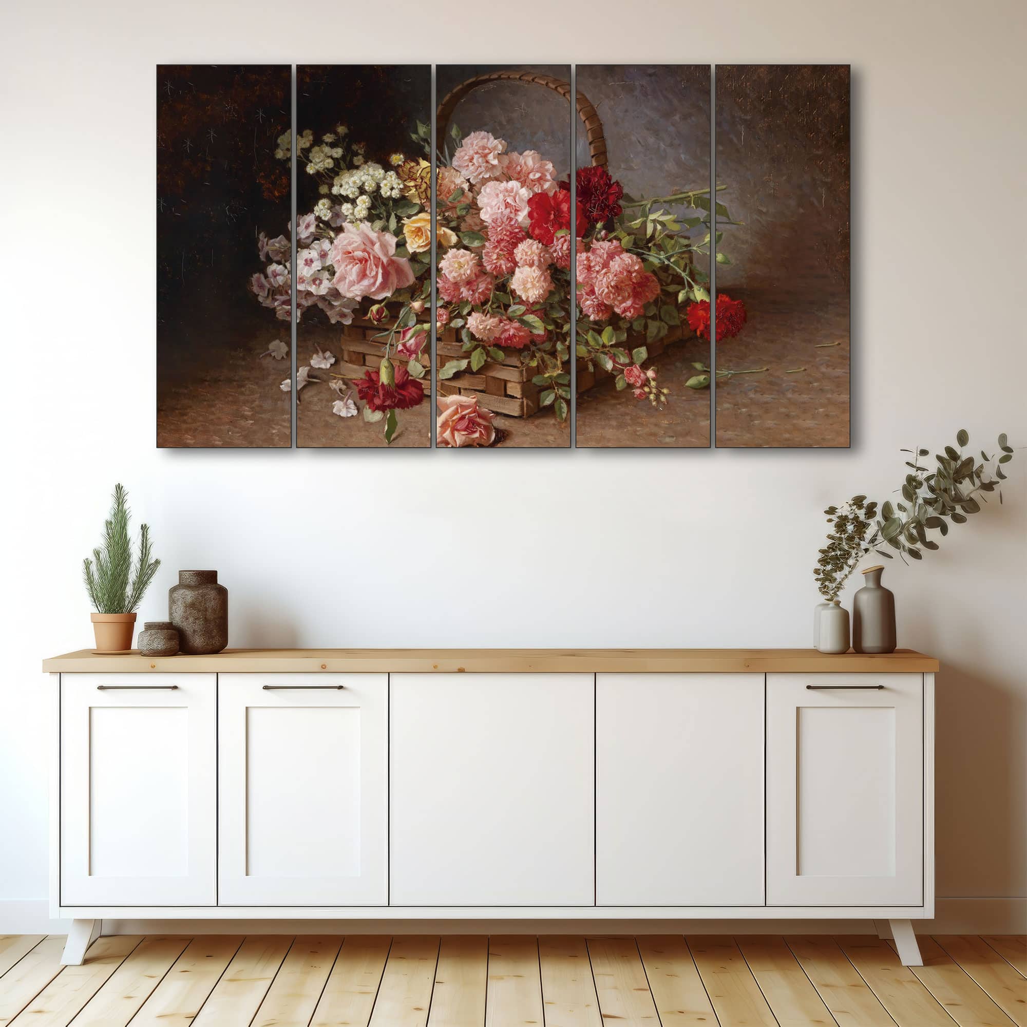 The Castle Decor Flowers Wall Painting Wooden Framed Digital Painting 27x48 Inch (Style 1) - The Castle Decor