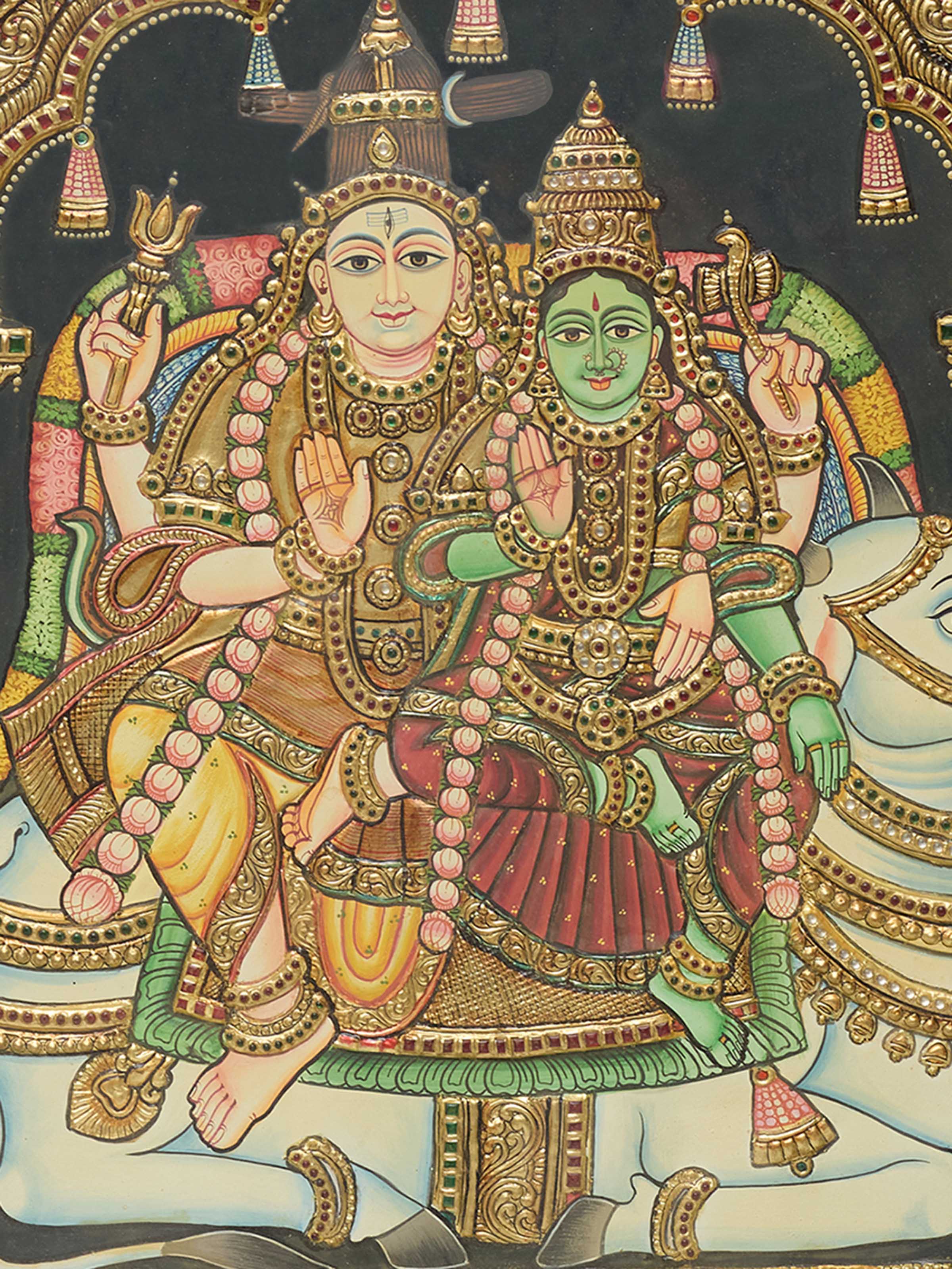 Shiva Thanjavur Teak Wood Painting