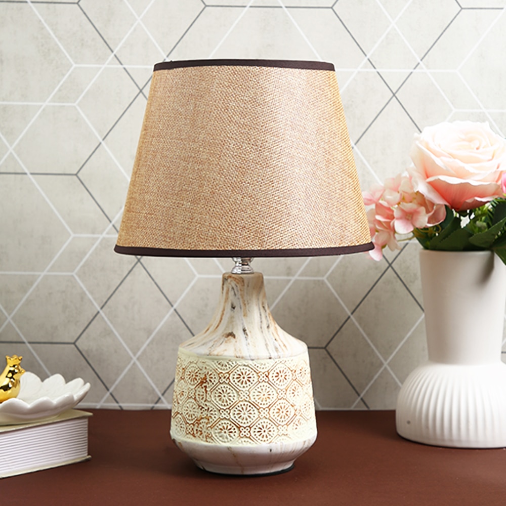 Serenity Metallic Glow Table Lamp Brown Base