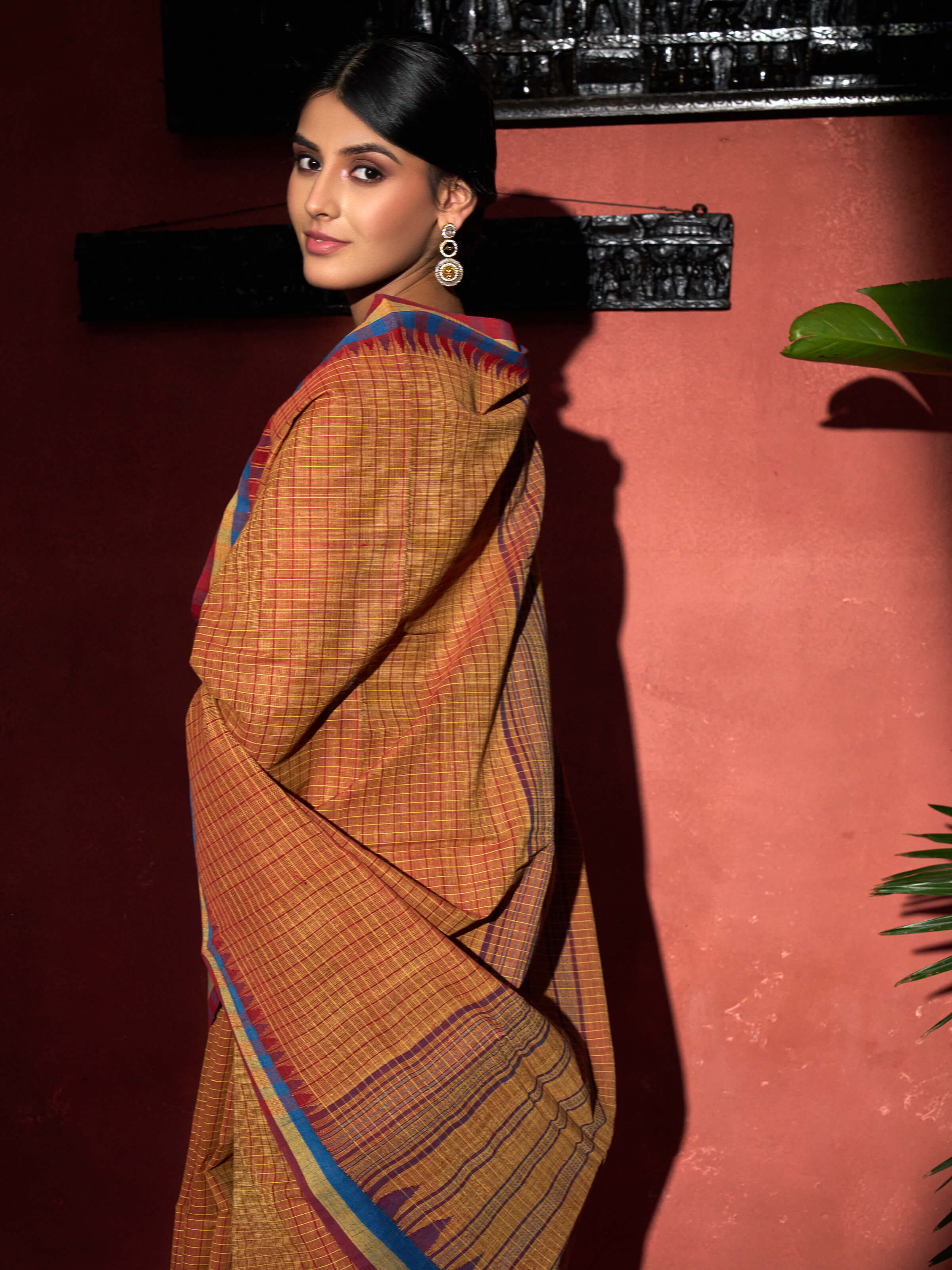 Rust Natural Dyed Cotton Kuppadam Saree