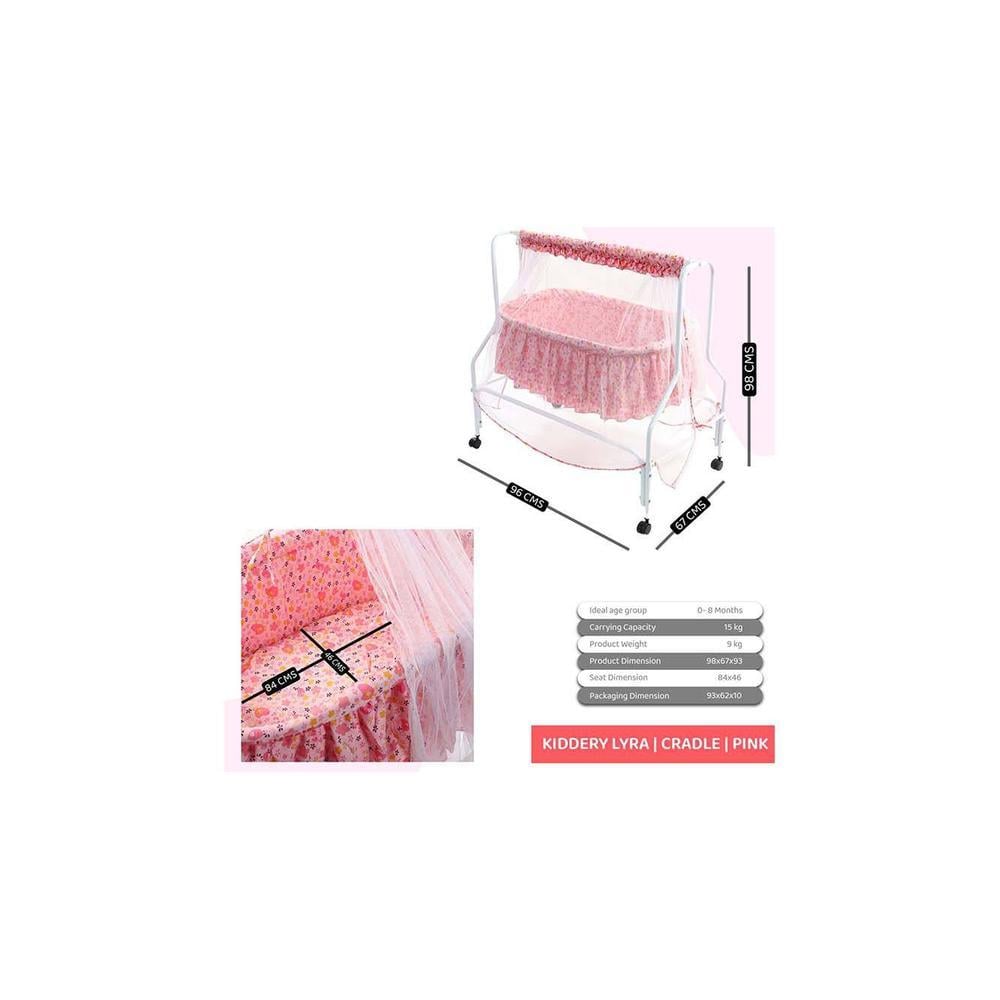 Mira Stainless Steel Baby Cradle with Mosquito Net Pineapple & Heart