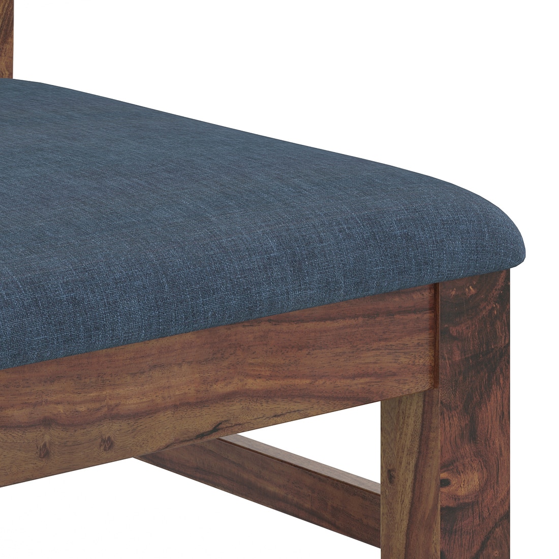 Alaine Dining Chair in Calico Indigo Colour and Base in Midnight Indigo Blue with Teak Finish