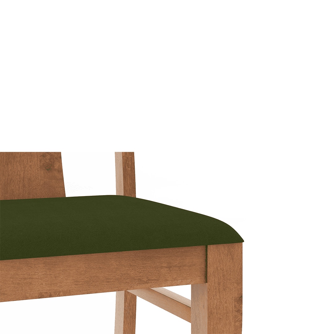 Fabio Dining Chair Set Of 2 In Colour Olive Green And Finish Amber Walnut