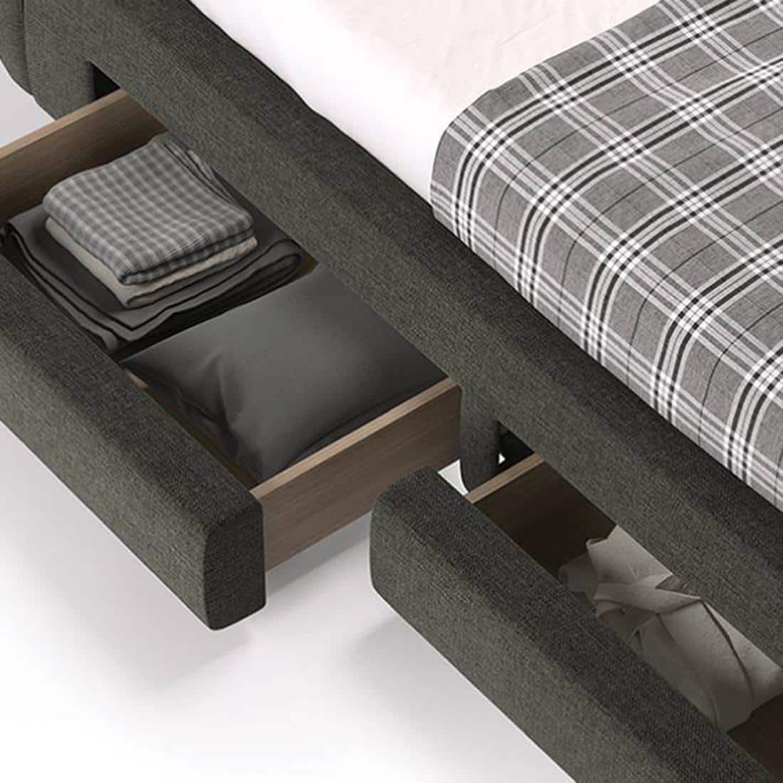 Stanhope Engineered Wood Queen Size Drawer Storage Upholstered Bed In Finish