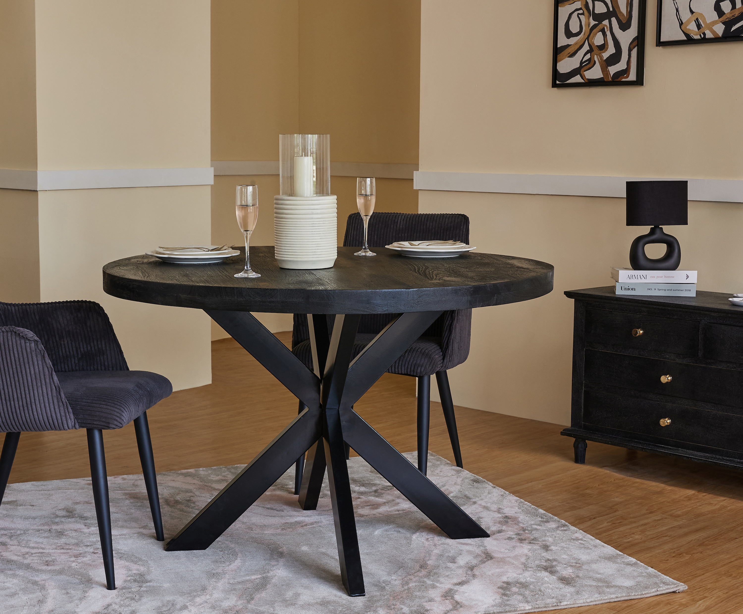 Vervella Shine Solid Wood 4 Seater Dining Table in Black Finish - Living Shape