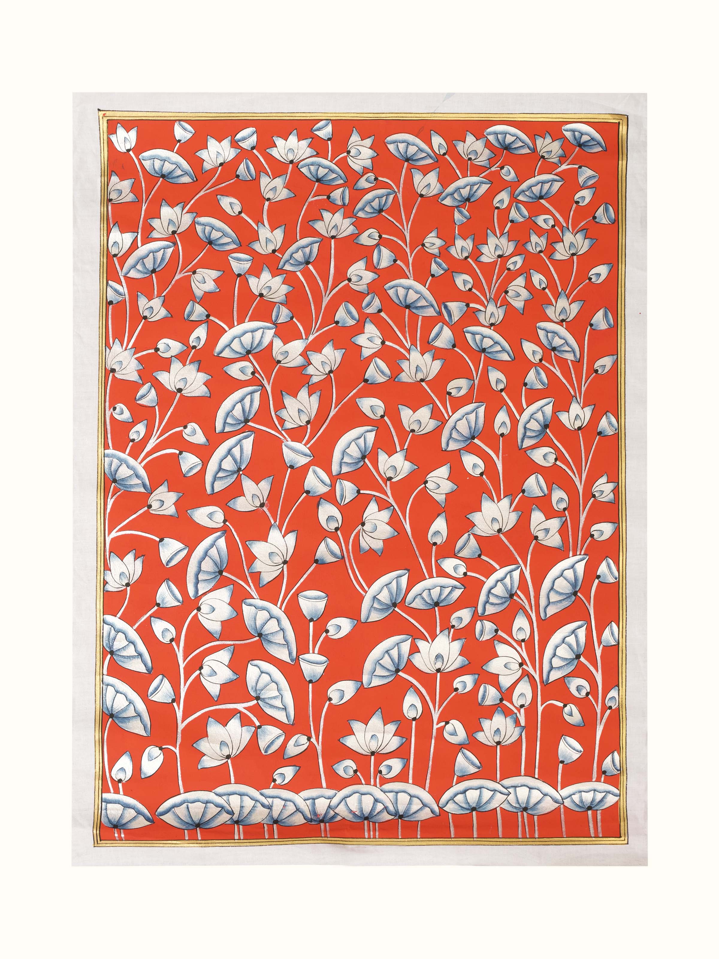 Kamal Talai Orange Pichwai Painting