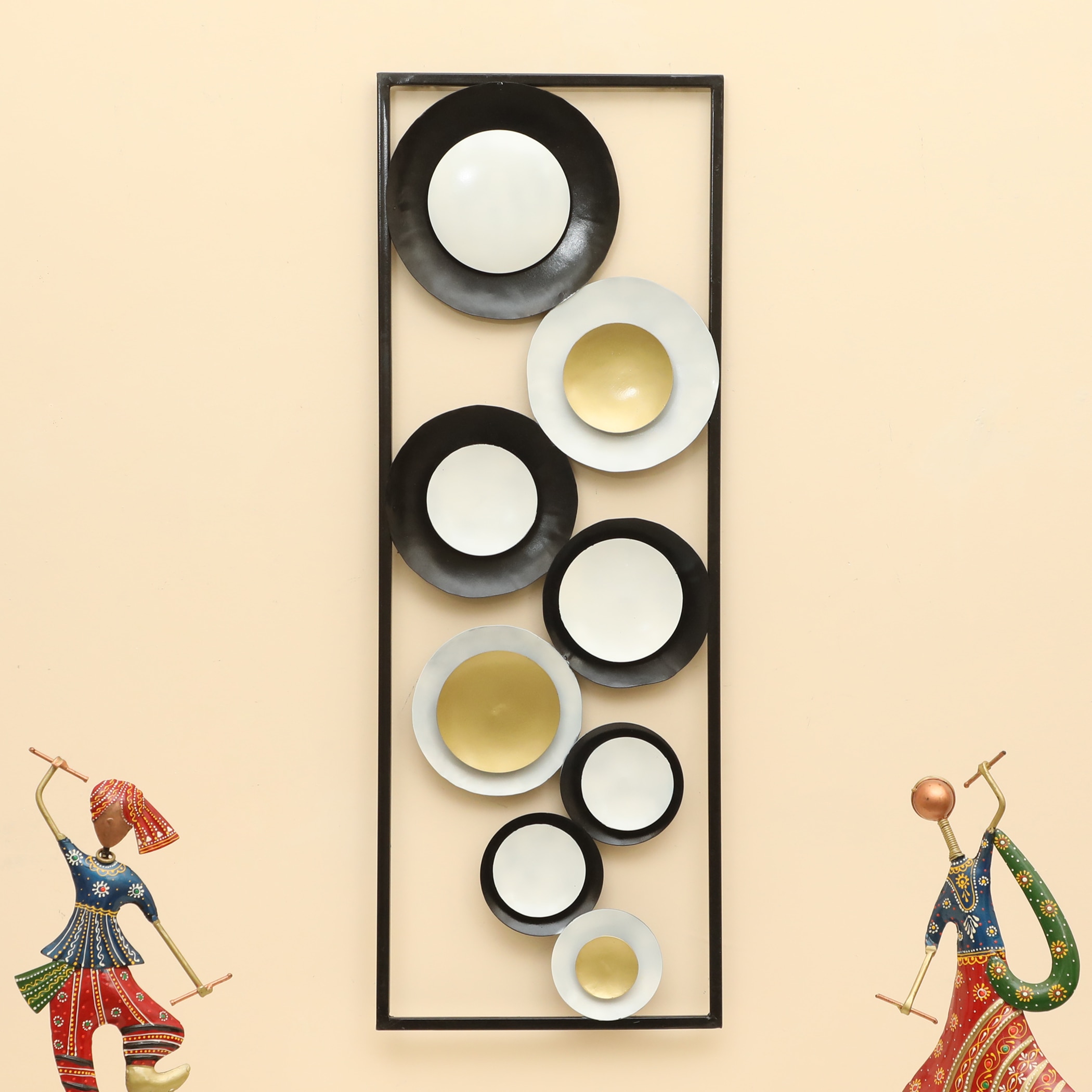 W-Patrick Abstract Metal Wall Decor in Multicolor Set of 1 - Vedas Exports