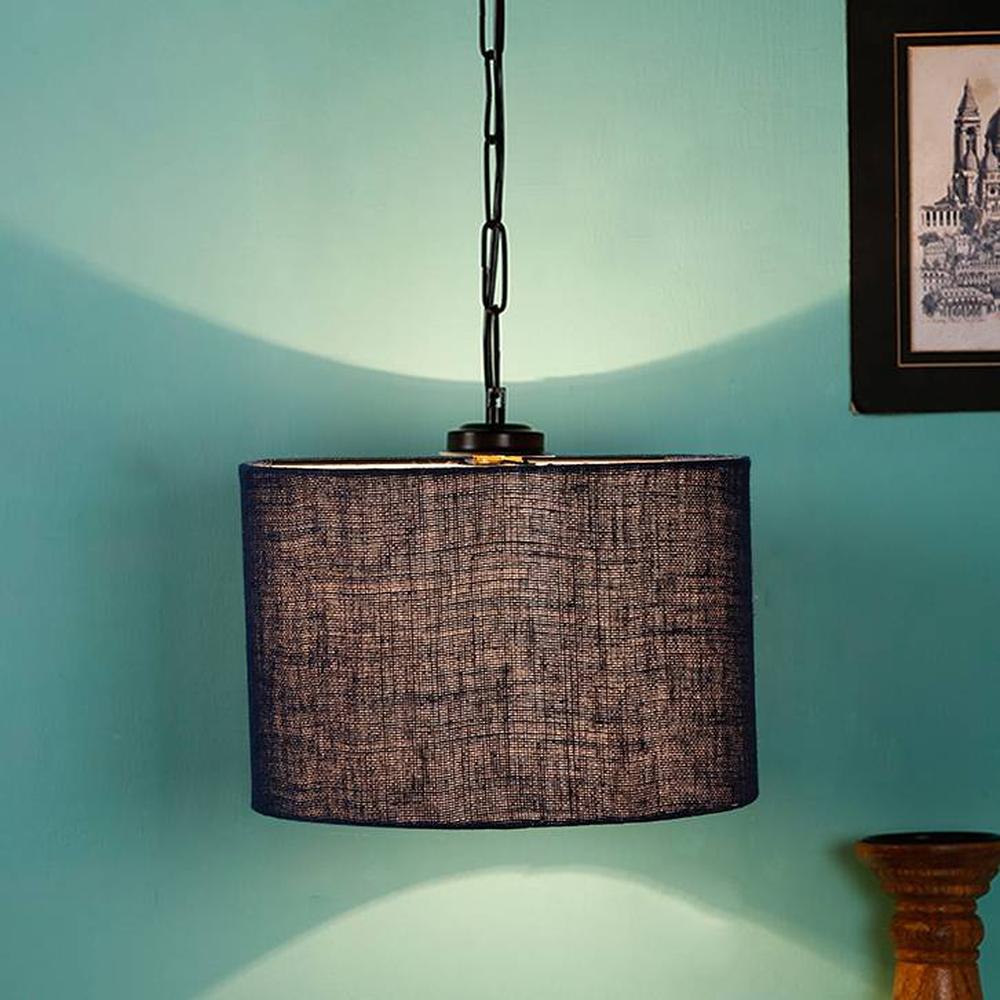 Drake Blue Natural Fiber Hanging Light