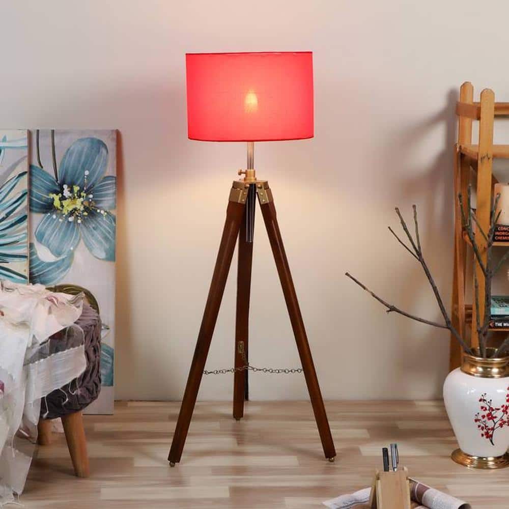 April Red Cotton Floor Lamp with Metal