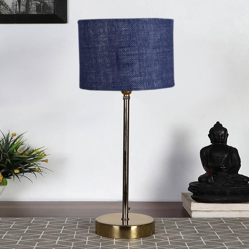 Blue Jute with Metal Gold Table Lamp - Devansh