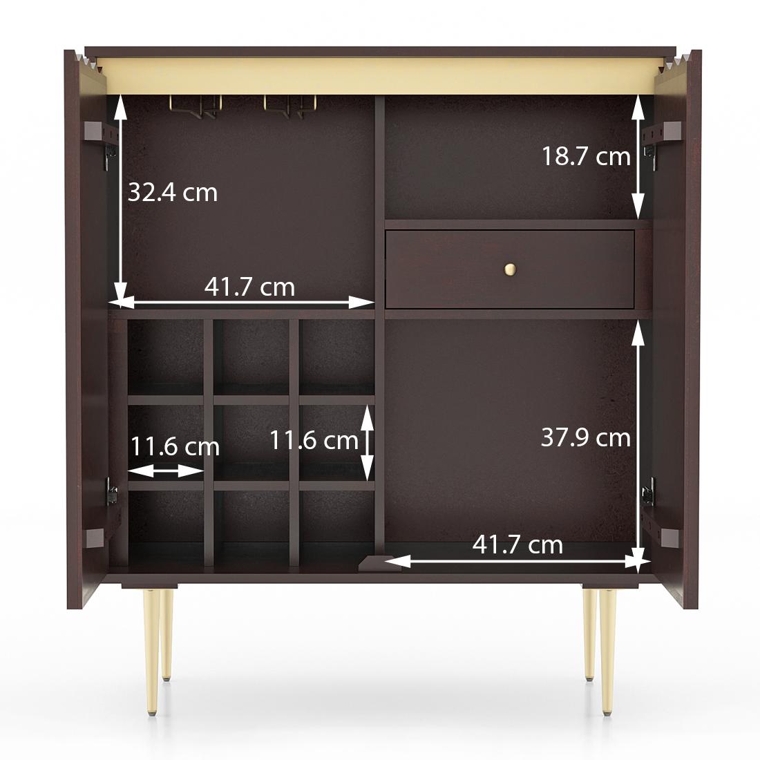 Keoni Solid Wood Free Standing Bar Cabinet in Claret Mahogany Finish
