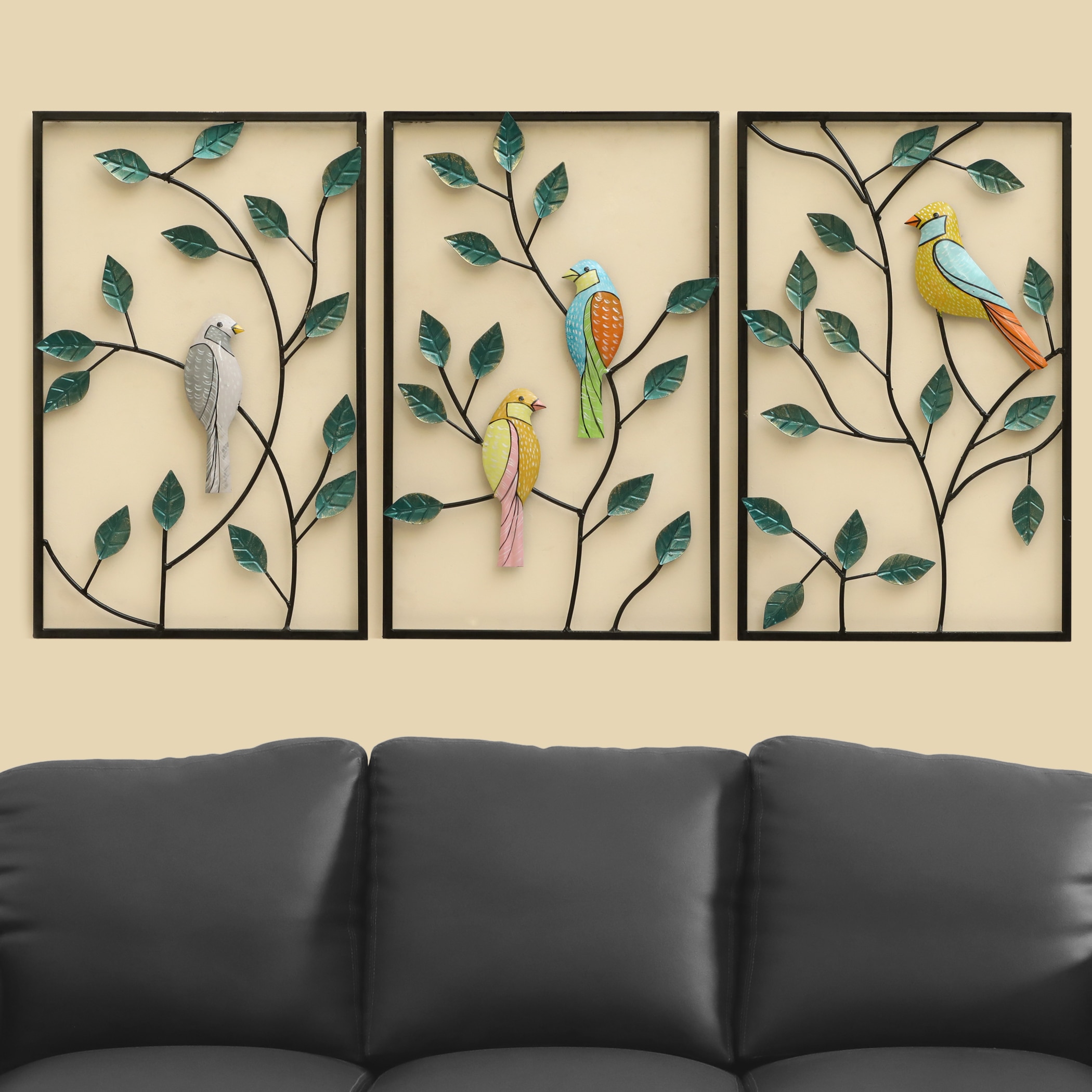 W-Banko Abstract Metal Wall Decor in Multicolor Set of 3 - Vedas Exports