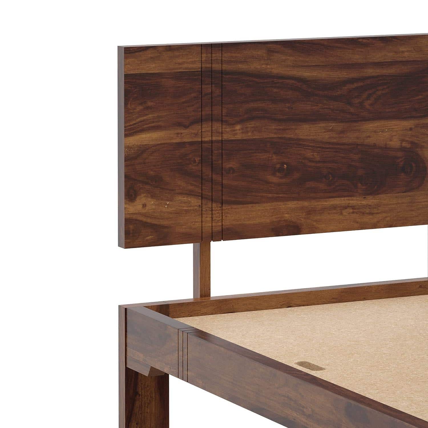 Triplet Solid Wood Single Size Non Storage Bed In Provincial Teak Finish