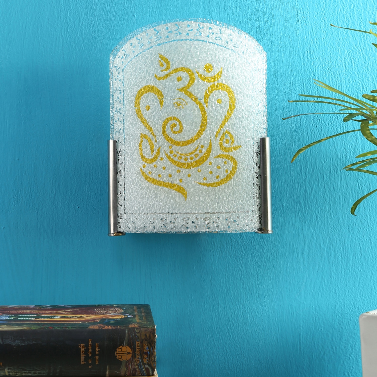 Devansh Glass Electric Wall Light in Brown Colour with Yellow Shade Count of 1 Light-image-43