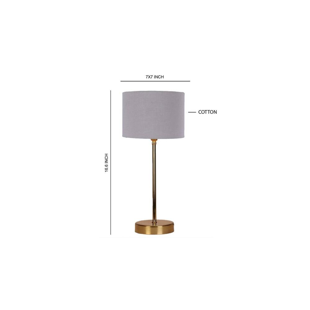 Grey cotton with Metal Gold Table Lamp