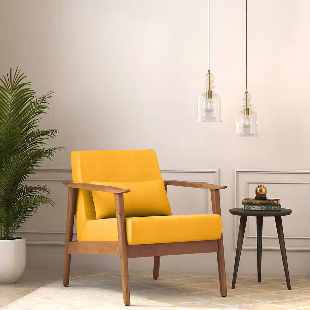 Brooks Lounge Chair in Mustard Yellow Colour