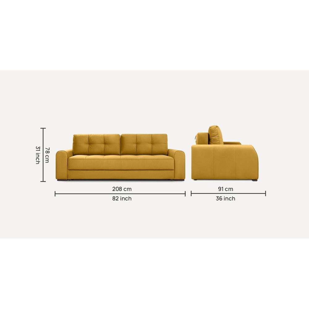 Calliro 3 Pull Out Sofa Cum Bed with storage In Yellow Colour