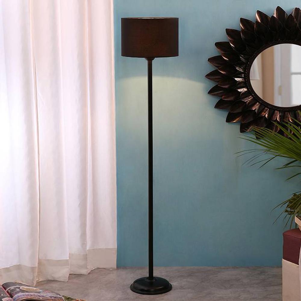 Fox Black Cotton Shade Floor Lamp
