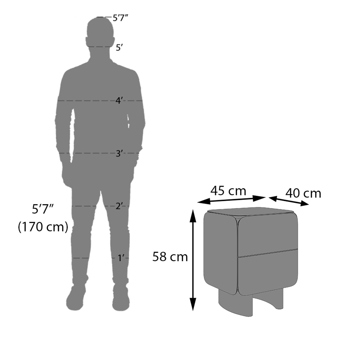 Olen Solid Wood Bedside Table In Amber Walnut Finish