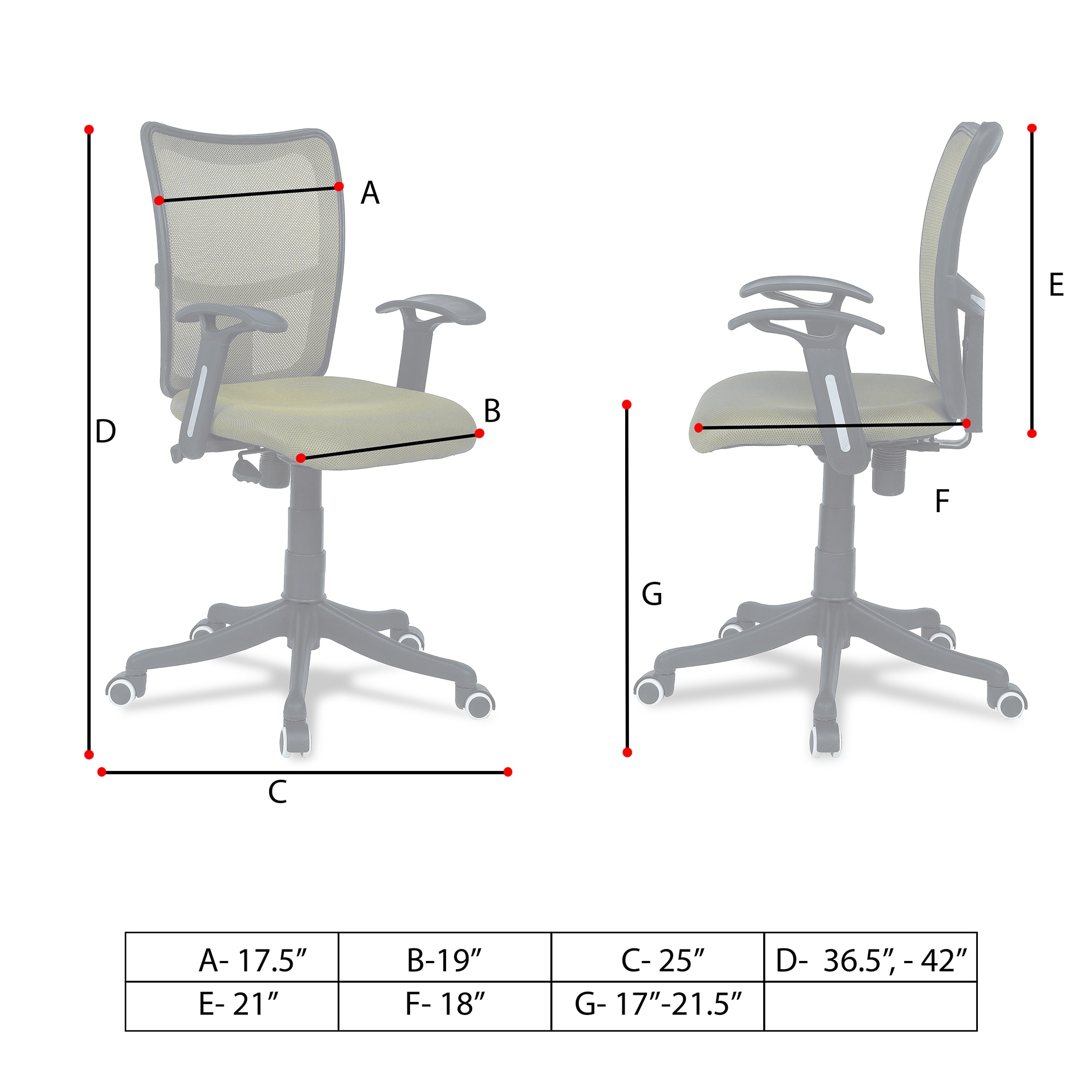 Eexcaeal Mid Back Ergonomic Chair in Pearl Green Colour
