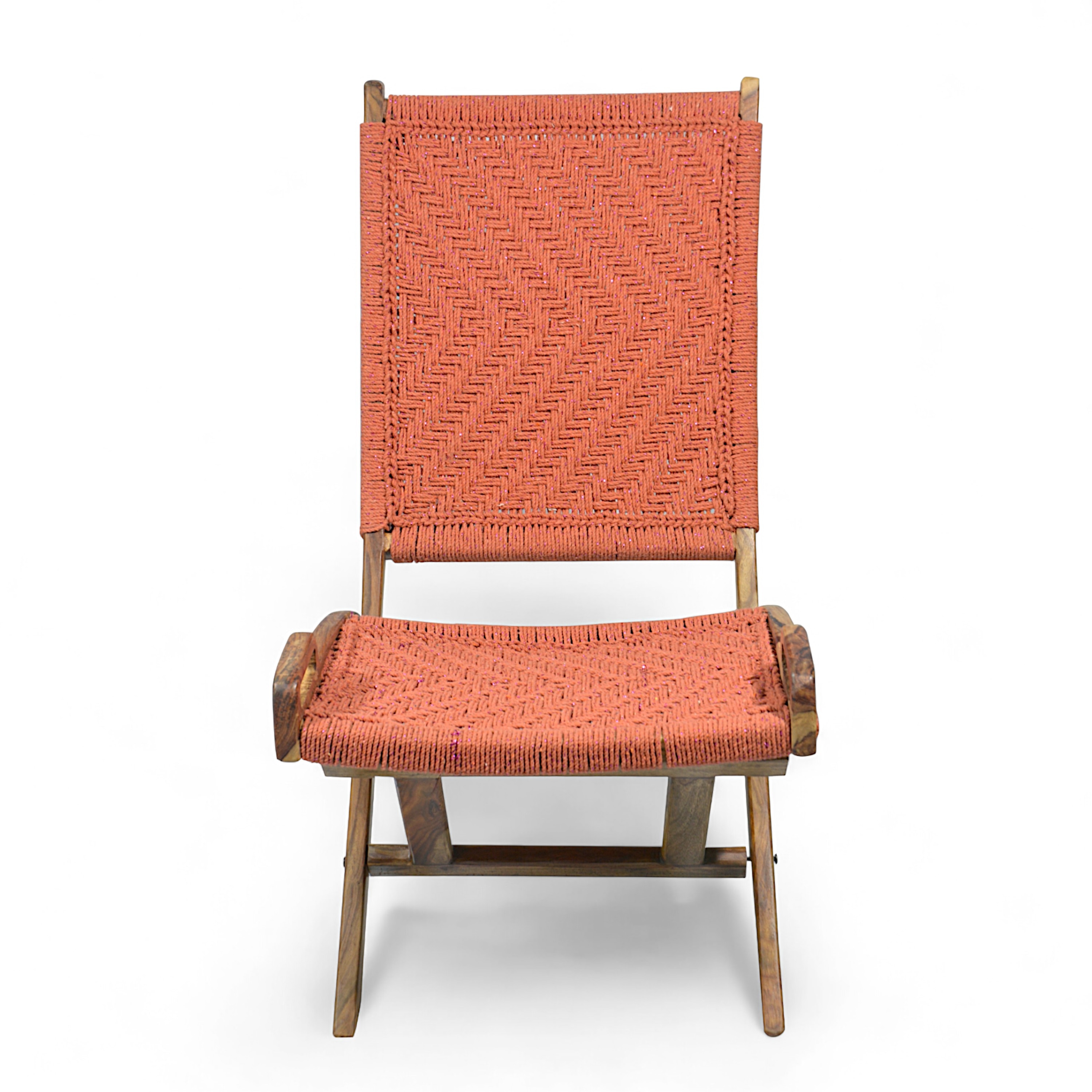 Natwest Sheesham Wood Relaxing Maachi Chair in Orange Canning